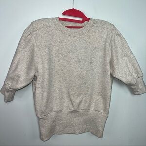 FRAME Oatmeal Heather Sweatshirt Pullover Crewneck Embroidered Logo XS Cotton